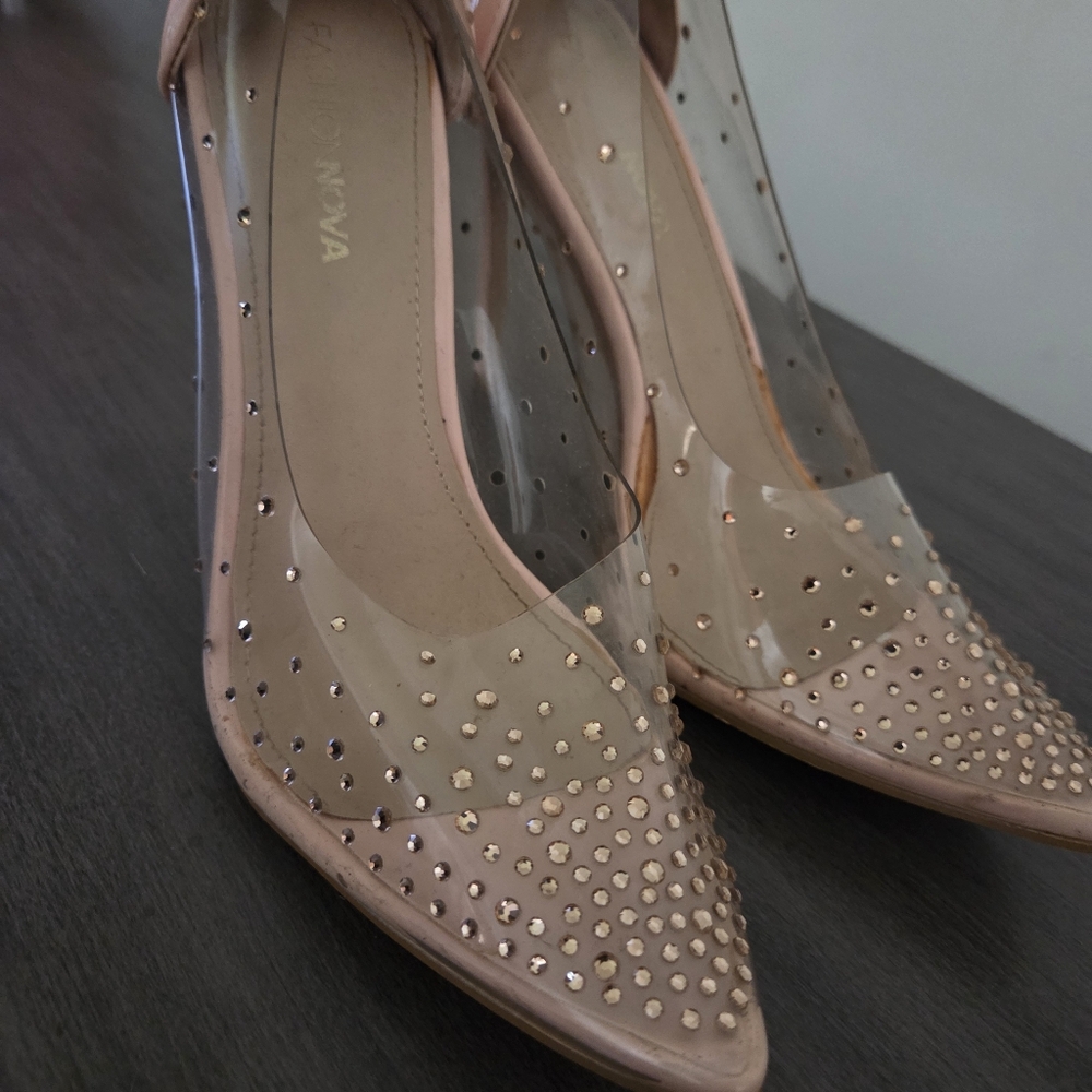 Fashion Nova Blush Pink Studded Heels